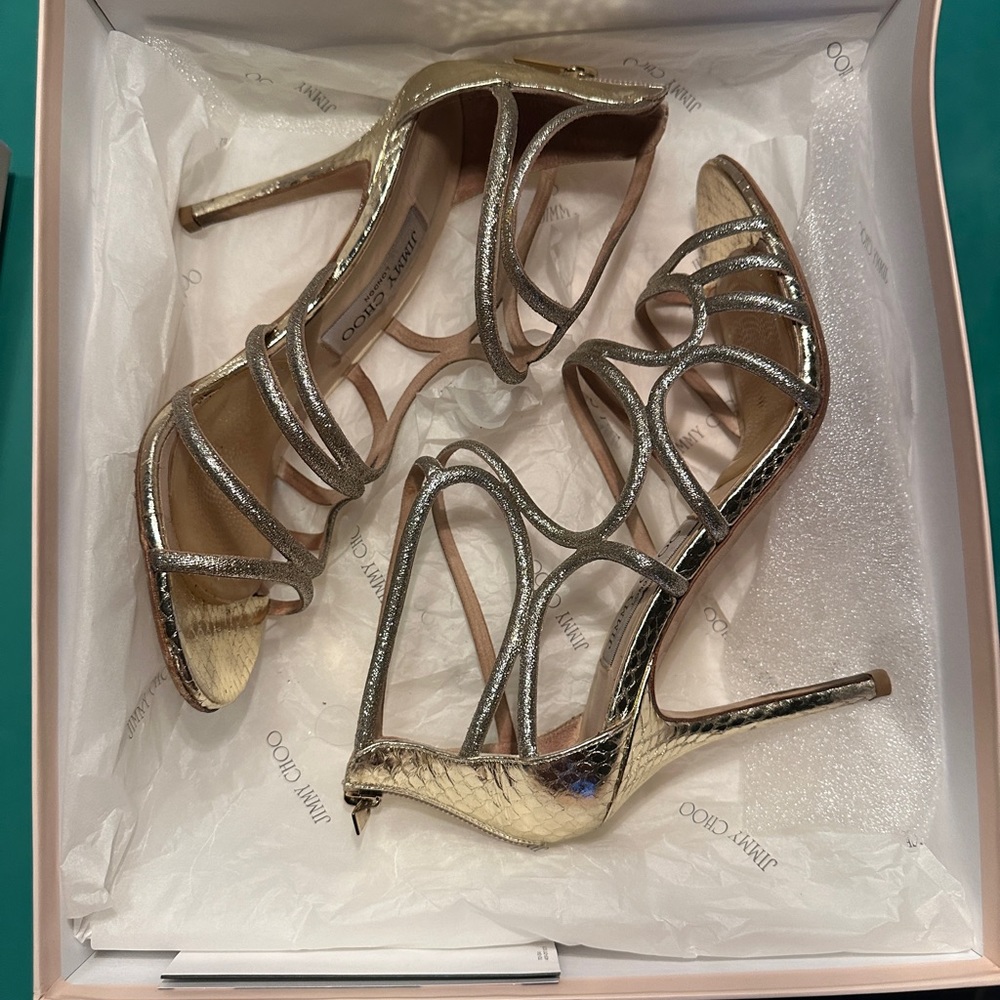 Jimmy Choo Light Gold Strap Heels